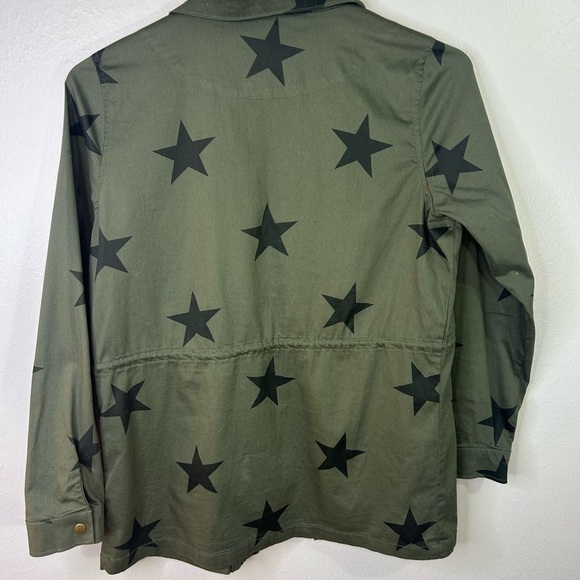 Knox Rose Olive Green Star Print Utility Jacket | Women’s M Military Inspired - Picture 4 of 10